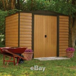 10' X 6' Garden Steel Storage Shed Garage Tool Utility Outdoor Wood Color Shed