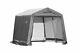 10x10x8 Peak Style Storage Shed With Frame And Cover Gray