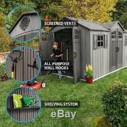 15' x 8' Rough Cut Dual-Entry Outdoor Storage Shed, 749 cu. Ft. Of storage space