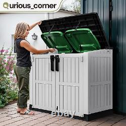 233 Gallon Horizontal Outdoor Storage Shed 36CuFT Small Resin Deck Trash Bin Box