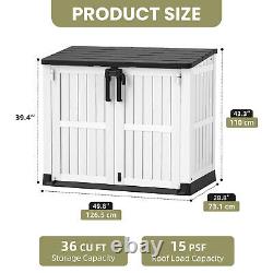 233 Gallon Horizontal Outdoor Storage Shed 36CuFT Small Resin Deck Trash Bin Box