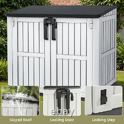 233 Gallon Horizontal Outdoor Storage Shed 36CuFT Small Resin Deck Trash Bin Box