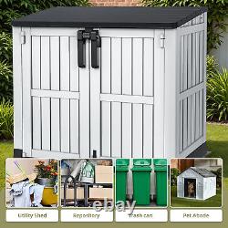 233 Gallon Horizontal Outdoor Storage Shed 36CuFT Small Resin Deck Trash Bin Box