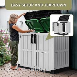 233 Gallon Horizontal Outdoor Storage Shed 36CuFT Small Resin Deck Trash Bin Box