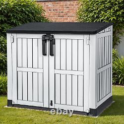 233 Gallon Horizontal Outdoor Storage Shed 36CuFT Small Resin Deck Trash Bin Box