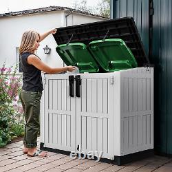 233 Gallon Horizontal Outdoor Storage Shed 36CuFT Small Resin Deck Trash Bin Box