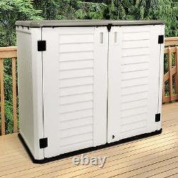 26 cu. Ft. Plastic Outdoor Horizontal Storage Shed Organizer Storage Cabinet