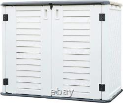 26 cu ft. Dark brown outdoor storage shed horizontal waterproof storage