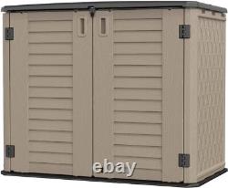26 cu ft. Dark brown outdoor storage shed horizontal waterproof storage