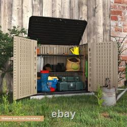 26 cu ft. Dark brown outdoor storage shed horizontal waterproof storage