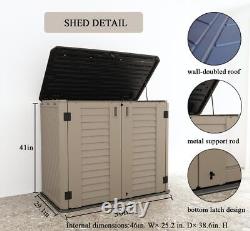 26 cu ft. Dark brown outdoor storage shed horizontal waterproof storage