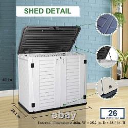 26 cu ft. Dark brown outdoor storage shed horizontal waterproof storage