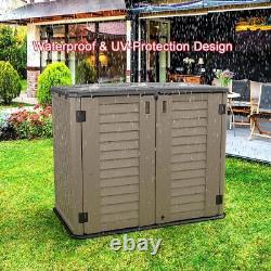 26 cu ft. Dark brown outdoor storage shed horizontal waterproof storage