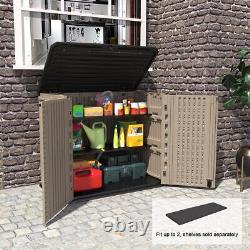 26 cu ft. Dark brown outdoor storage shed horizontal waterproof storage
