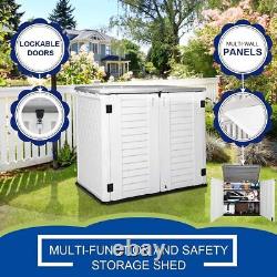 26 cu ft. Dark brown outdoor storage shed horizontal waterproof storage