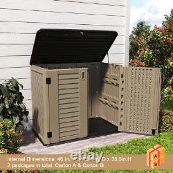 26 cu ft. Dark brown outdoor storage shed horizontal waterproof storage