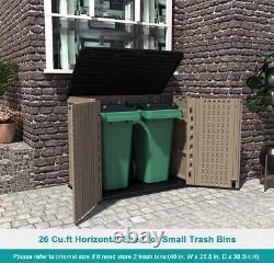 26 cu ft. Dark brown outdoor storage shed horizontal waterproof storage