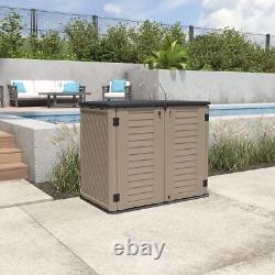 26 cu ft. Dark brown outdoor storage shed horizontal waterproof storage