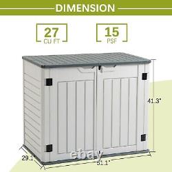 27 Cu ft Outdoor Horizontal Storage Sheds, Weather Resistant Resin Tool Shed