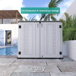 27 cubes. White resin tool shed Trash can storage shed Horizontal lockers+