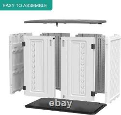 27 cubes. White resin tool shed Trash can storage shed Horizontal lockers+