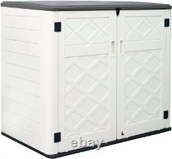 2SG Larger Horizontal Storage Shed Wood-Like, 4.4 X 2.8 Ft Outdoor Storage Cabin