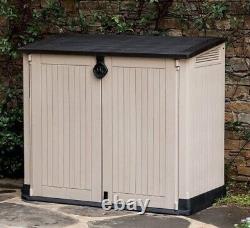 30-Cu All-Weather Plastic Outdoor Storage Garden Pool Garbage Shed Box Ft Resin