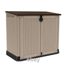 30-Cu All-Weather Plastic Outdoor Storage Garden Pool Garbage Shed Box Ft Resin