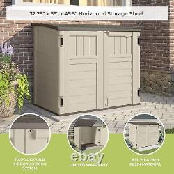 34 Cu Ft Capacity Horizontal Outdoor Storage Shed for Garbage Cans