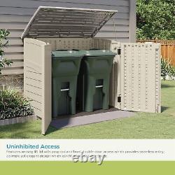 34 Cu Ft Capacity Horizontal Outdoor Storage Shed for Garbage Cans