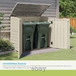 34 Cu Ft Capacity Horizontal Outdoor Storage Shed for Garbage Cans, Garden Ac