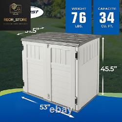 34 Cu Ft Capacity Horizontal Storage Shed 53 x 31.5 x 45.5 Resin, Vanilla