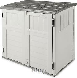 34 Cu Ft Horizontal Outdoor Storage Shed Garbage Cans Garden Patio Vanilla