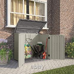 34 Cu Ft Horizontal Outdoor Storage Shed Garbage Cans Garden Patio Vanilla