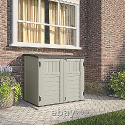 34 Cu Ft Horizontal Outdoor Storage Shed Garbage Cans Garden Patio Vanilla