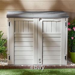34 Cu Ft Horizontal Outdoor Storage Shed Garbage Cans Garden Patio Vanilla