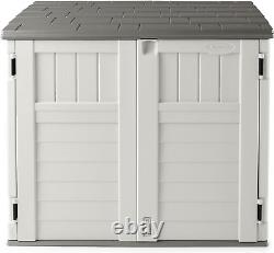 34 Cu Ft Horizontal Outdoor Storage Shed Garbage Cans Garden Patio Vanilla