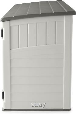 34 Cu Ft Horizontal Outdoor Storage Shed Garbage Cans Garden Patio Vanilla