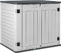 34 Cu. Ft. Outdoor Resin Storage Shed Weather Resistant Extra Large Capacity Whi