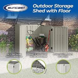 34 Cu Ft Outdoor Storage Shed, Ivory, 3-Door Locking Ideal for Backyard