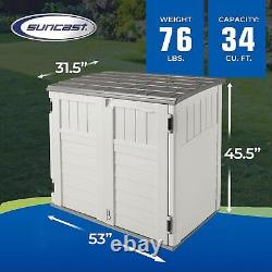 34 Cu Ft Outdoor Storage Shed, Ivory, 3-Door Locking Ideal for Backyard