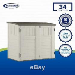 34 Cu. Ft. Resin Horizontal Outdoor Storage Shed with Reinforced Floor Vanilla