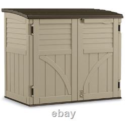 34 cu. Ft. Horizontal Resin Storage Shed with 3-door Locking System Stoney Gray