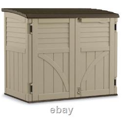34-cu Ft Resin Horizontal Storage Shed Featuring 3 Doors Sand Brown for Home