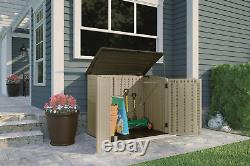 34-cu Ft Resin Horizontal Storage Shed Featuring 3 Doors Sand Brown for Home