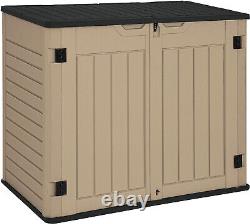 35 Cu Ft Lockable Resin Waterproof Outdoor Horizontal Storage Sheds witho Shelf