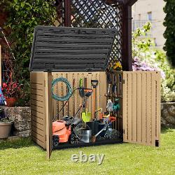 35 Cu Ft Lockable Resin Waterproof Outdoor Horizontal Storage Sheds witho Shelf