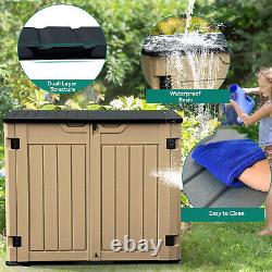 35 Cu Ft Lockable Resin Waterproof Outdoor Horizontal Storage Sheds witho Shelf