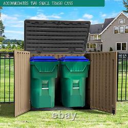 35 Cu Ft Lockable Resin Waterproof Outdoor Horizontal Storage Sheds witho Shelf