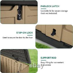 35 Cu Ft Lockable Resin Waterproof Outdoor Horizontal Storage Sheds witho Shelf